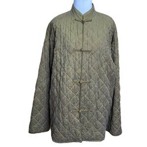 Eileen Fisher 100% Silk Quilted Mandarin Collar SM